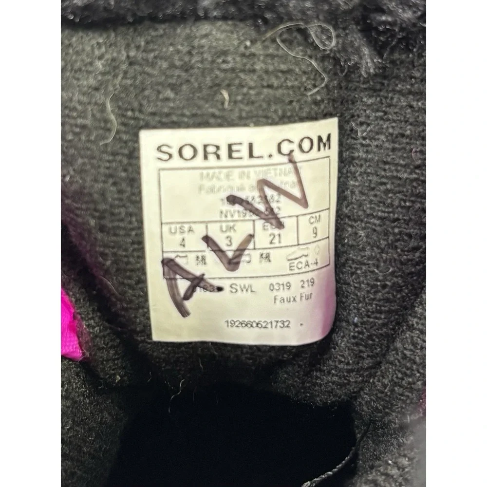 Sorel Snow Boots Toddler Size 4 Waterproof Insulated Pink Black Baby